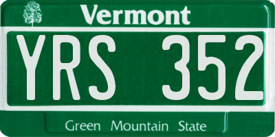 VT license plate YRS352