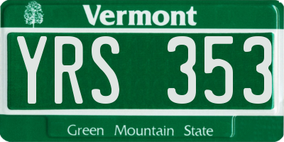 VT license plate YRS353