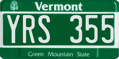 VT license plate YRS355