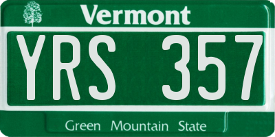 VT license plate YRS357
