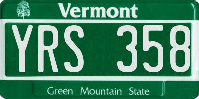VT license plate YRS358