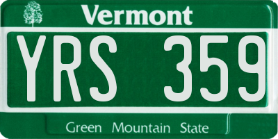 VT license plate YRS359