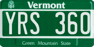VT license plate YRS360