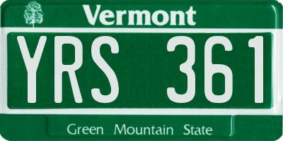 VT license plate YRS361