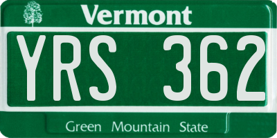 VT license plate YRS362