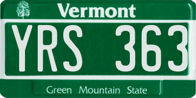 VT license plate YRS363