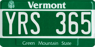 VT license plate YRS365