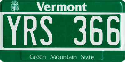 VT license plate YRS366