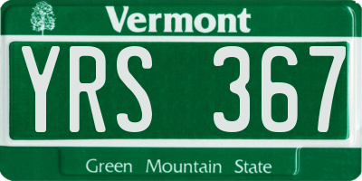 VT license plate YRS367