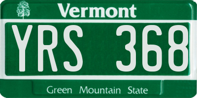 VT license plate YRS368