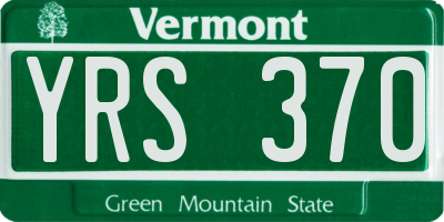 VT license plate YRS370
