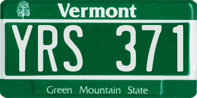 VT license plate YRS371