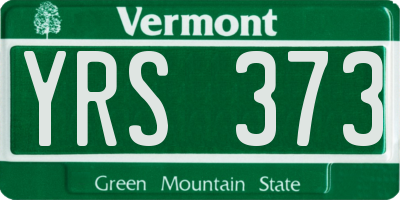 VT license plate YRS373