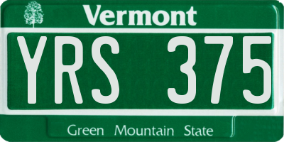 VT license plate YRS375