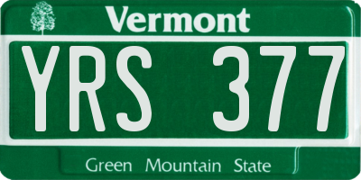 VT license plate YRS377