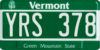 VT license plate YRS378