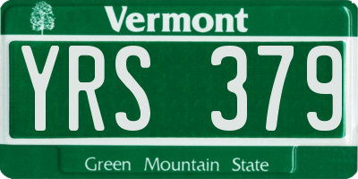 VT license plate YRS379