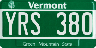 VT license plate YRS380