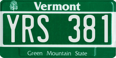 VT license plate YRS381