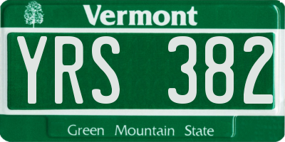 VT license plate YRS382