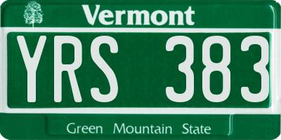 VT license plate YRS383
