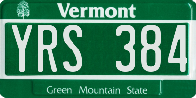 VT license plate YRS384