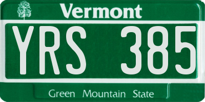 VT license plate YRS385