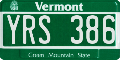 VT license plate YRS386