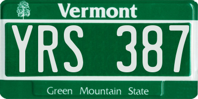 VT license plate YRS387