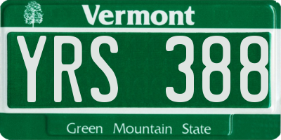 VT license plate YRS388