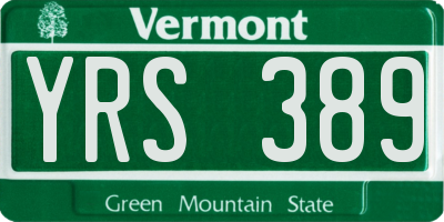 VT license plate YRS389