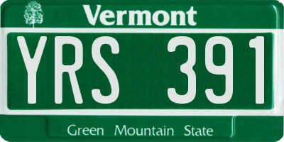 VT license plate YRS391