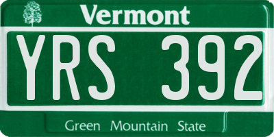 VT license plate YRS392