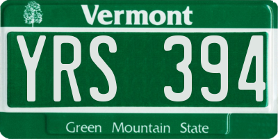 VT license plate YRS394