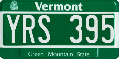 VT license plate YRS395