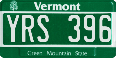 VT license plate YRS396