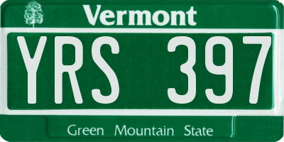VT license plate YRS397