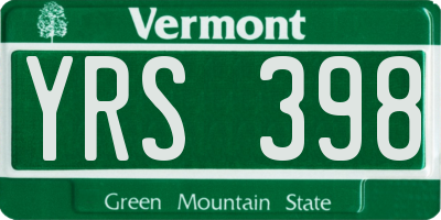 VT license plate YRS398