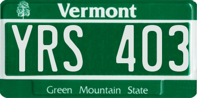 VT license plate YRS403