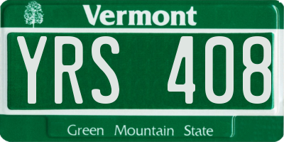 VT license plate YRS408
