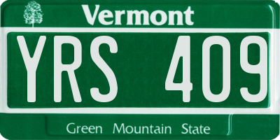 VT license plate YRS409