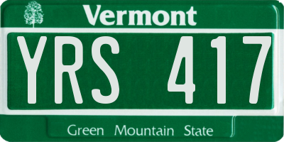 VT license plate YRS417