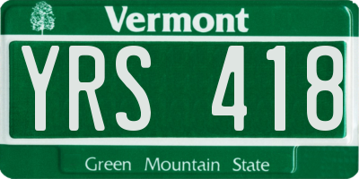 VT license plate YRS418
