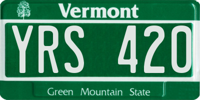 VT license plate YRS420