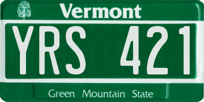 VT license plate YRS421