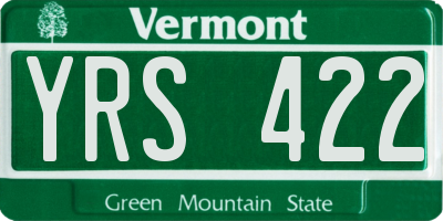 VT license plate YRS422