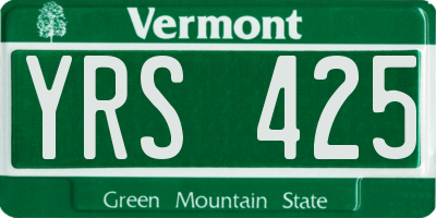 VT license plate YRS425