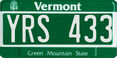 VT license plate YRS433