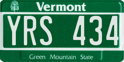 VT license plate YRS434