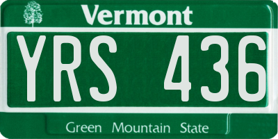 VT license plate YRS436